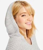 Solid Hooded Cropped V-Neck Sweater