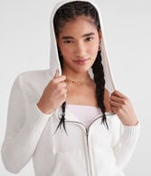 Solid Full-Zip Hooded Sweater