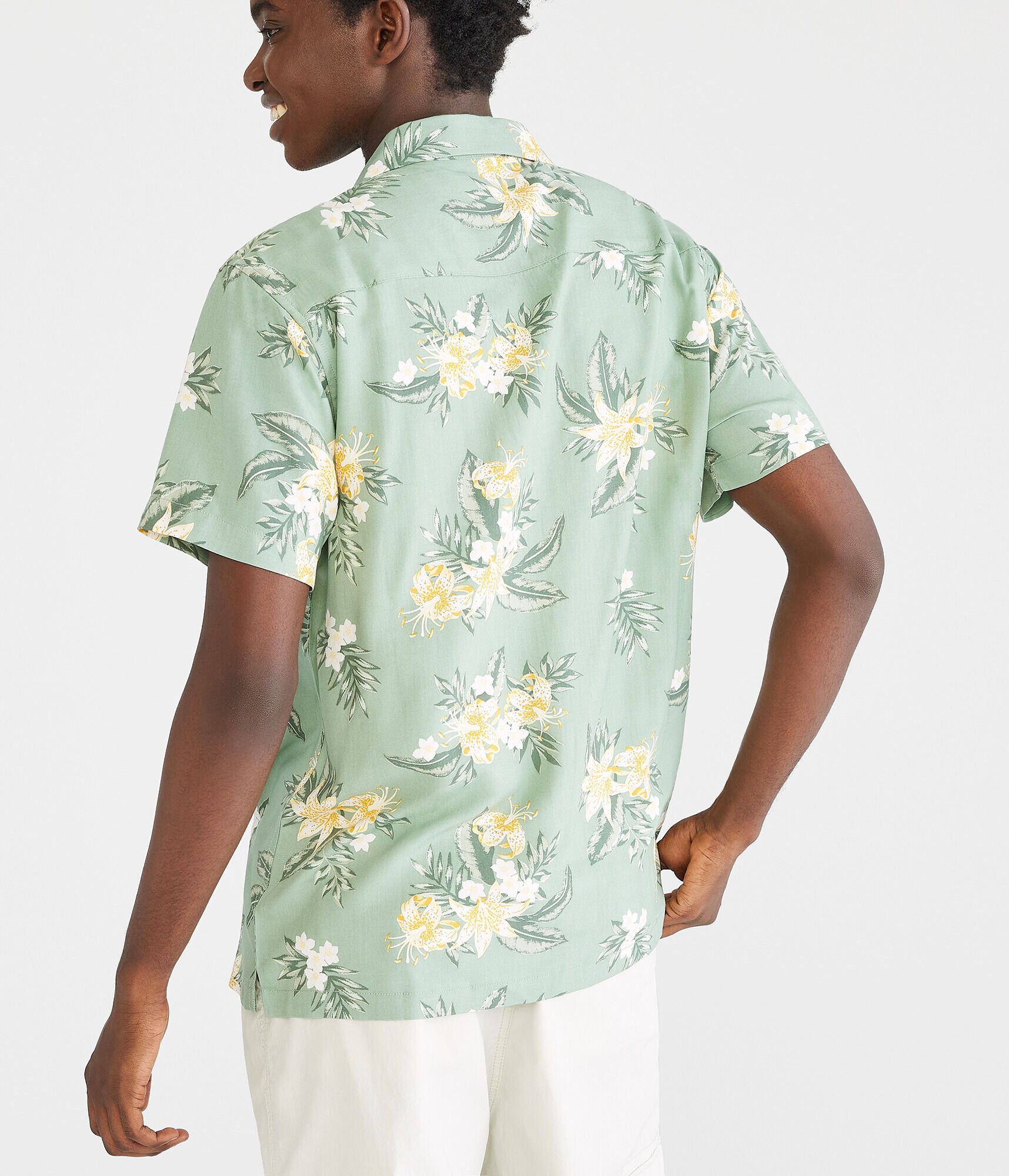 Tropical Floral Print Camp Shirt