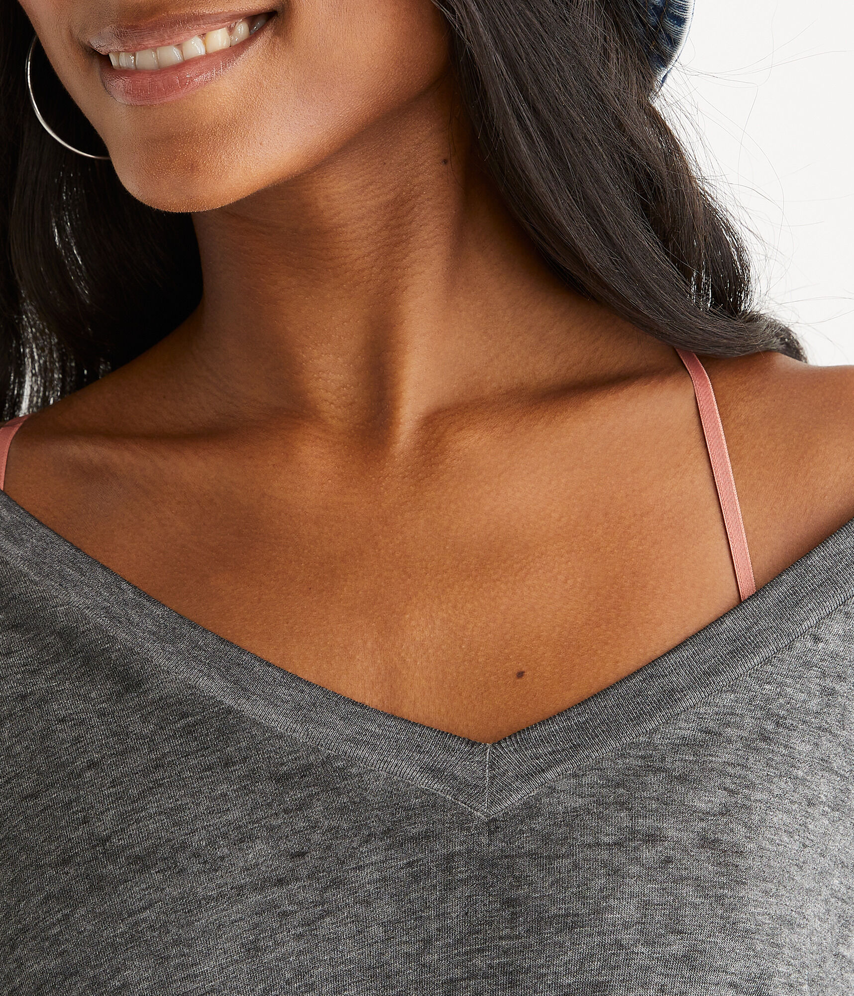 Long Sleeve Washed Loose Fit V-Neck Tee