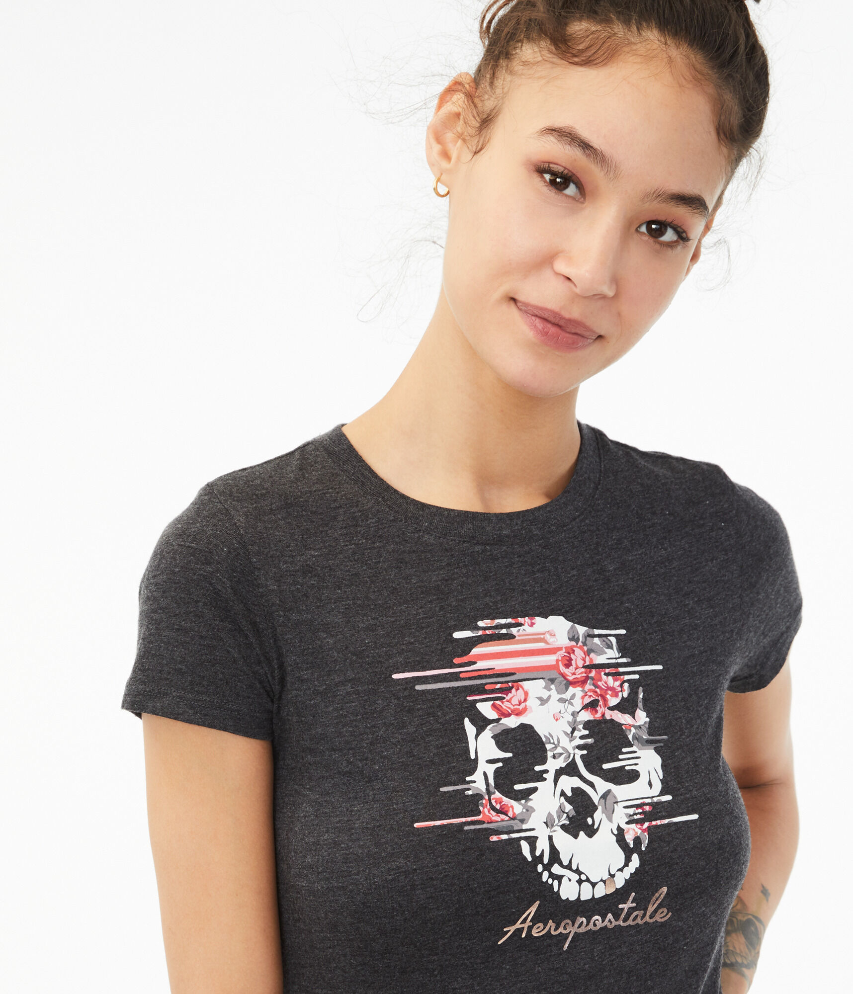 Floral Skull Graphic Tee
