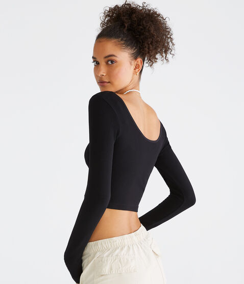 Long Sleeve Seamless Wear 3 Ways Crop Top Long Sleeve Seamless Wear 3 Ways Crop Top