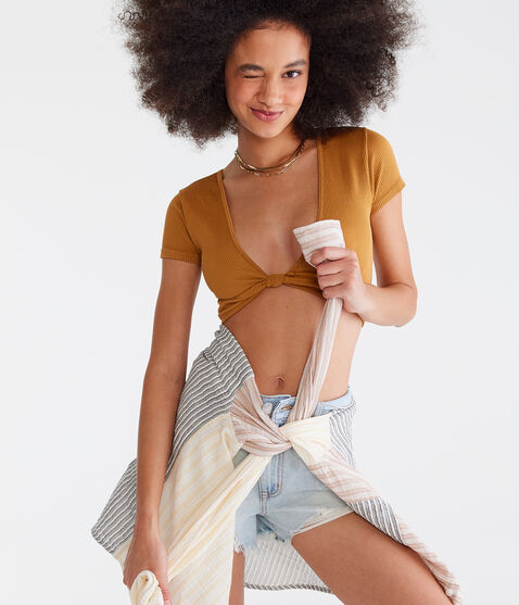 Wear 2 Ways Seamless Knotted Crop Top