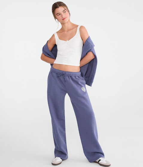 Cloud Soft Lace Heart High-Rise Straight Leg Sweatpants Cloud Soft Lace Heart High-Rise Straight Leg Sweatpants