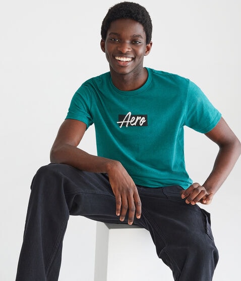 Aero Script Box Logo Graphic Tee Aero Script Box Logo Graphic Tee