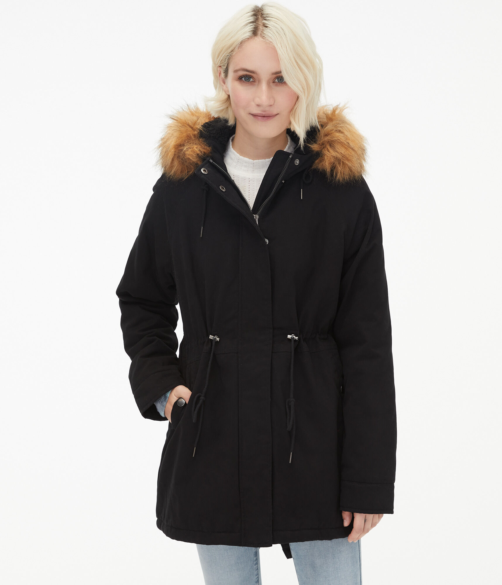 Faux Fur-Trimmed Hooded Parka - Main Image
