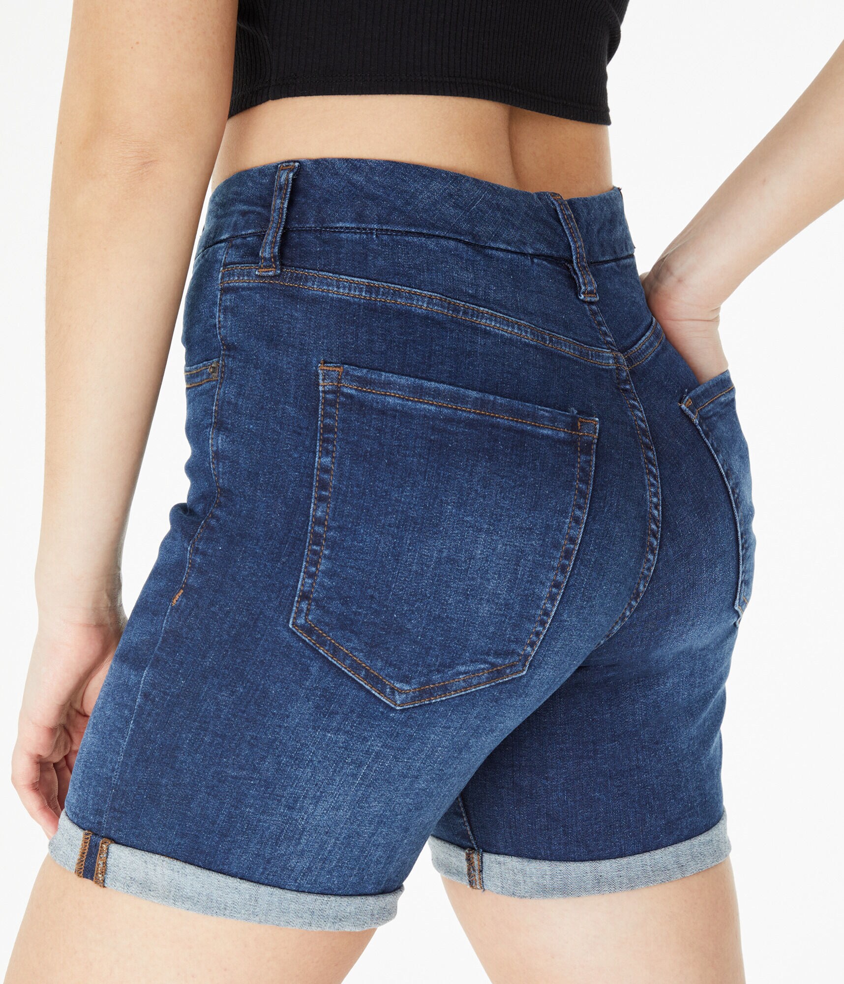 Premium Seriously Stretchy High-Rise Curvy Denim Bermuda Shorts
