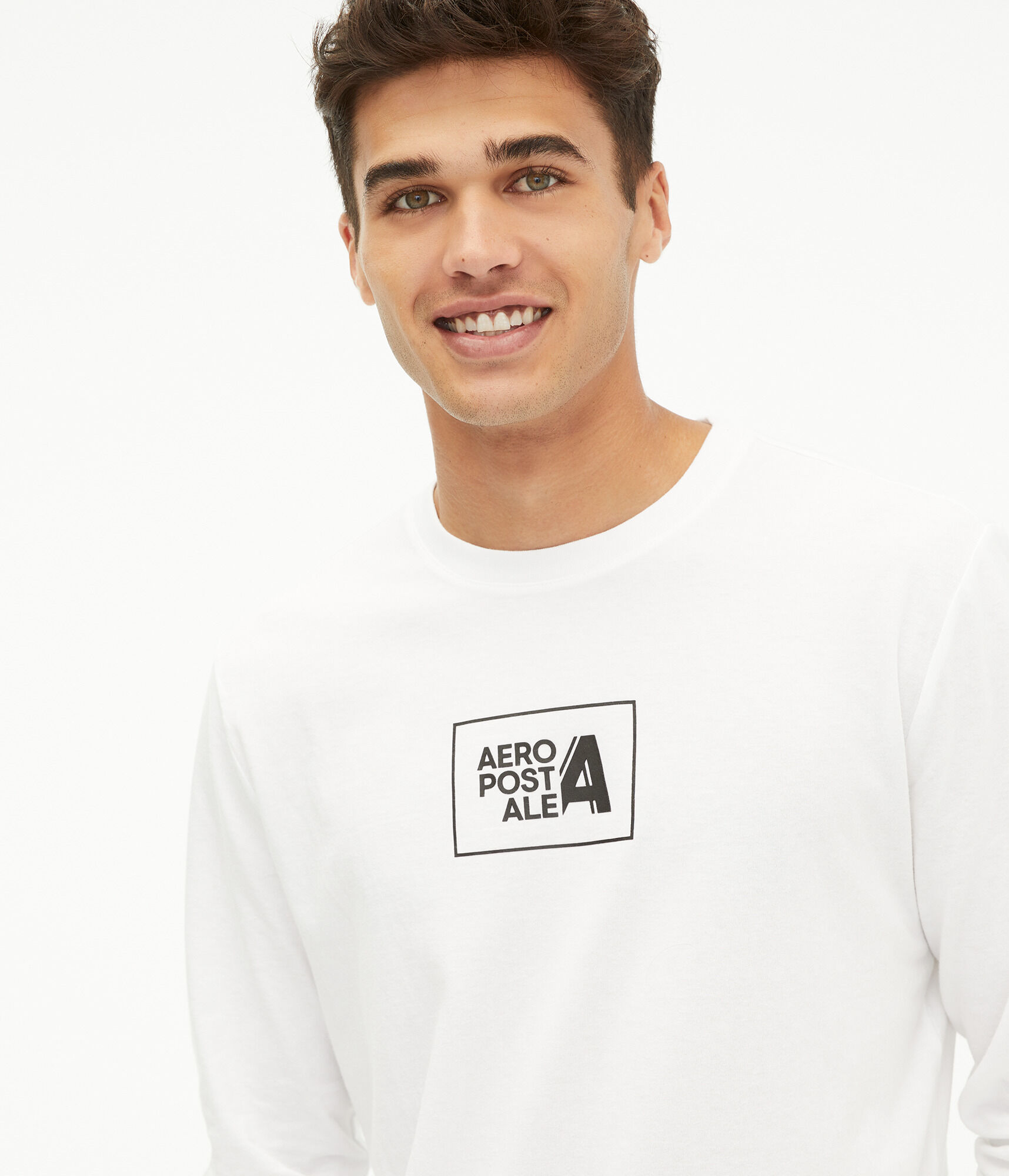 Long Sleeve Aeropostale Box Logo Graphic Tee