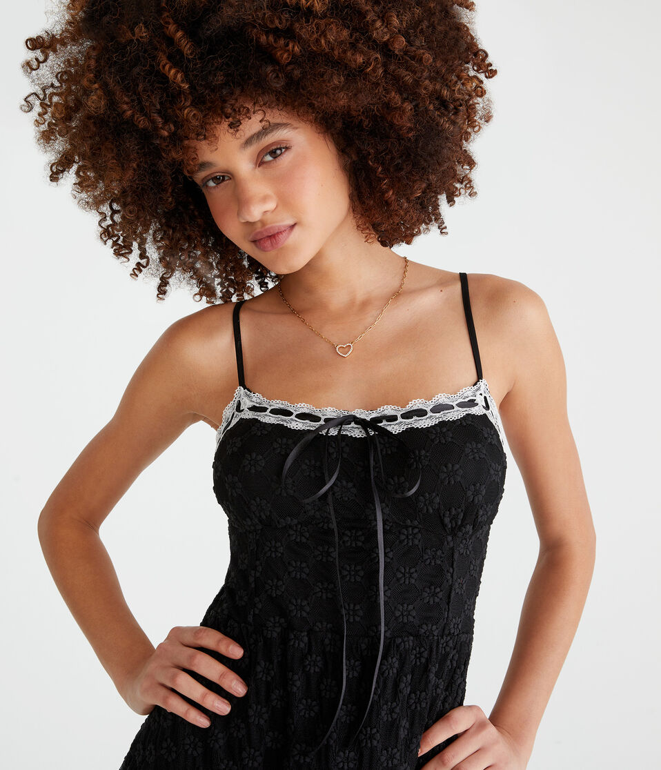 Solid Sweetheart Floral Lace Babydoll Dress Solid Sweetheart Floral Lace Babydoll Dress