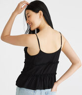 Ruffled Tie-Front Babydoll Tank
