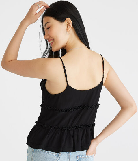 Ruffled Tie-Front Babydoll Tank