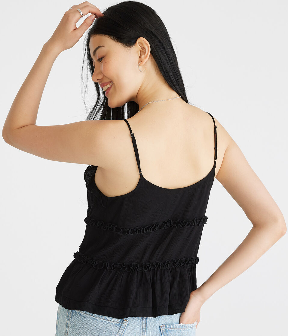 Ruffled Tie-Front Babydoll Tank