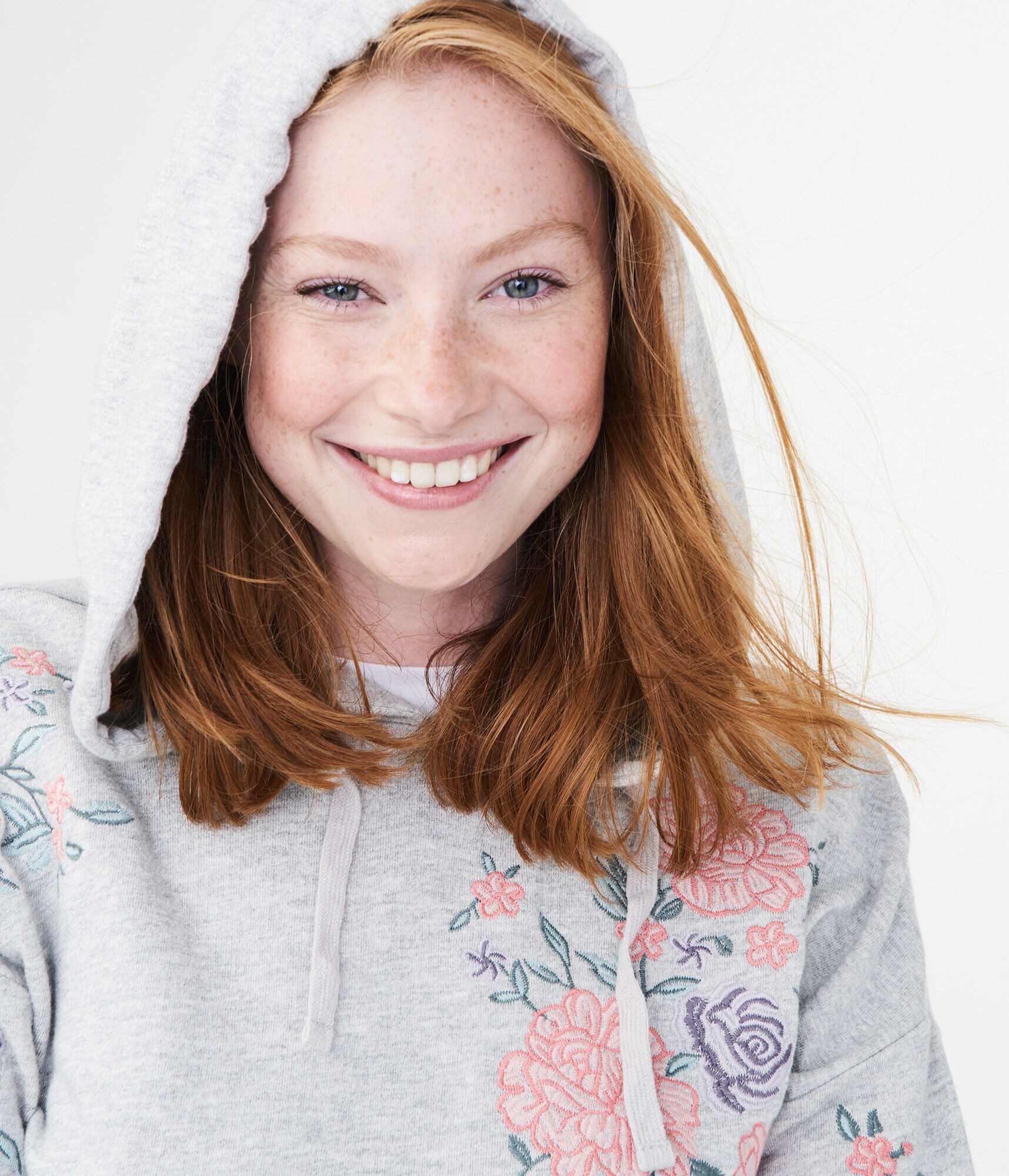 Rose Embroidered Pullover Hoodie