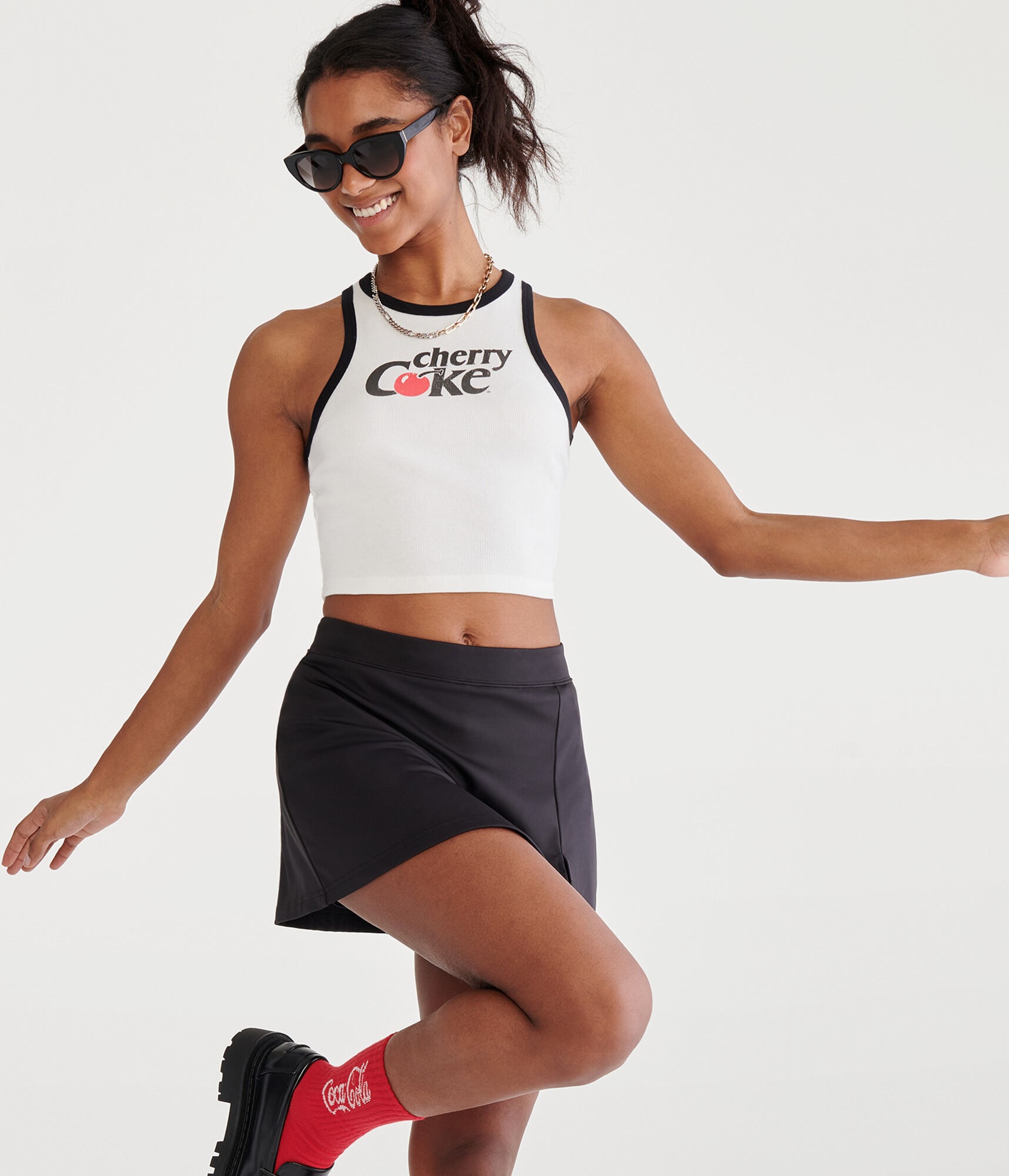 Coca-Cola® by Aeropostale Cherry Coke High-Neck Cropped Tank