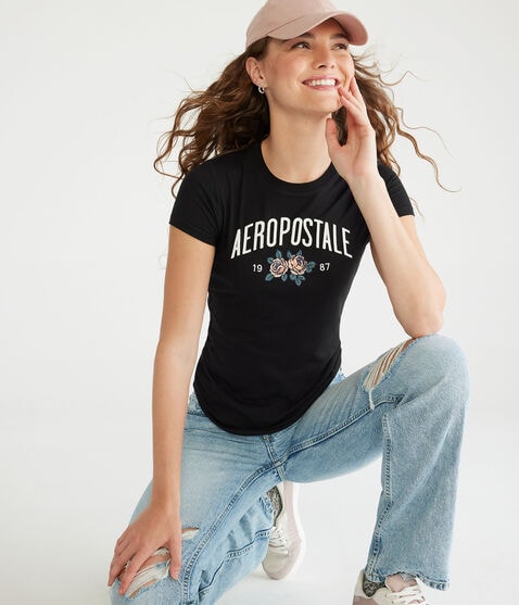 Aeropostale Rose Appliqu&eacute; Graphic Tee