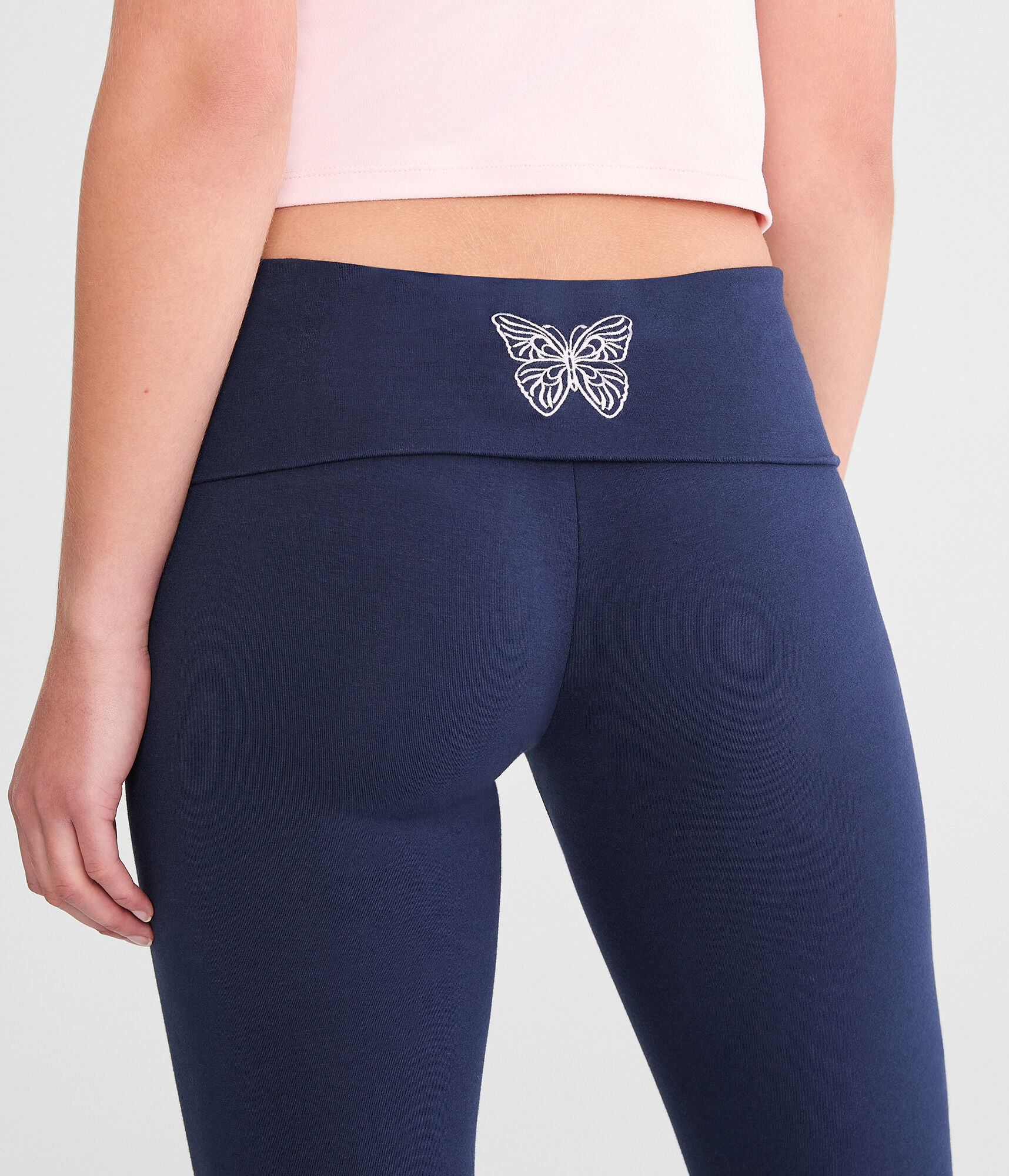 Butterfly Mid-Rise Fold-Over Flare Leg Pants
