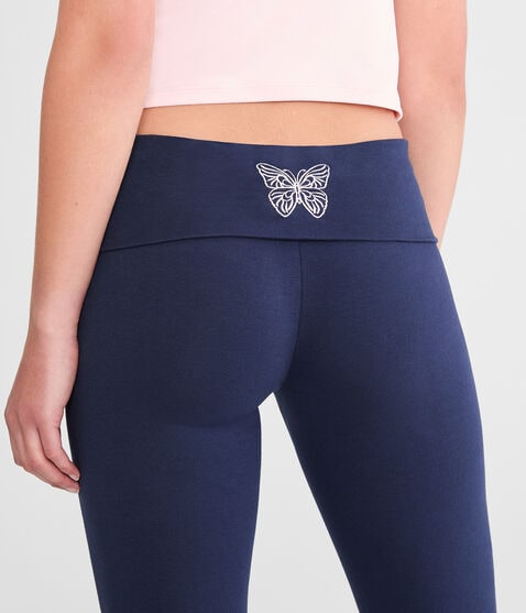 Butterfly Mid-Rise Fold-Over Flare Leg Pants Butterfly Mid-Rise Fold-Over Flare Leg Pants
