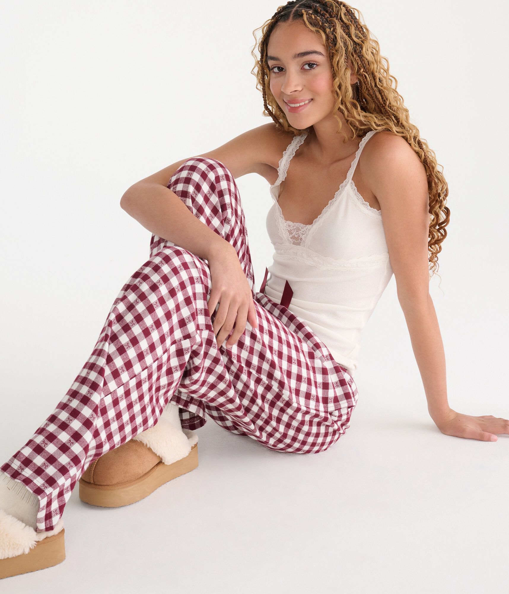 Bow Check Flannel Sleep Pants