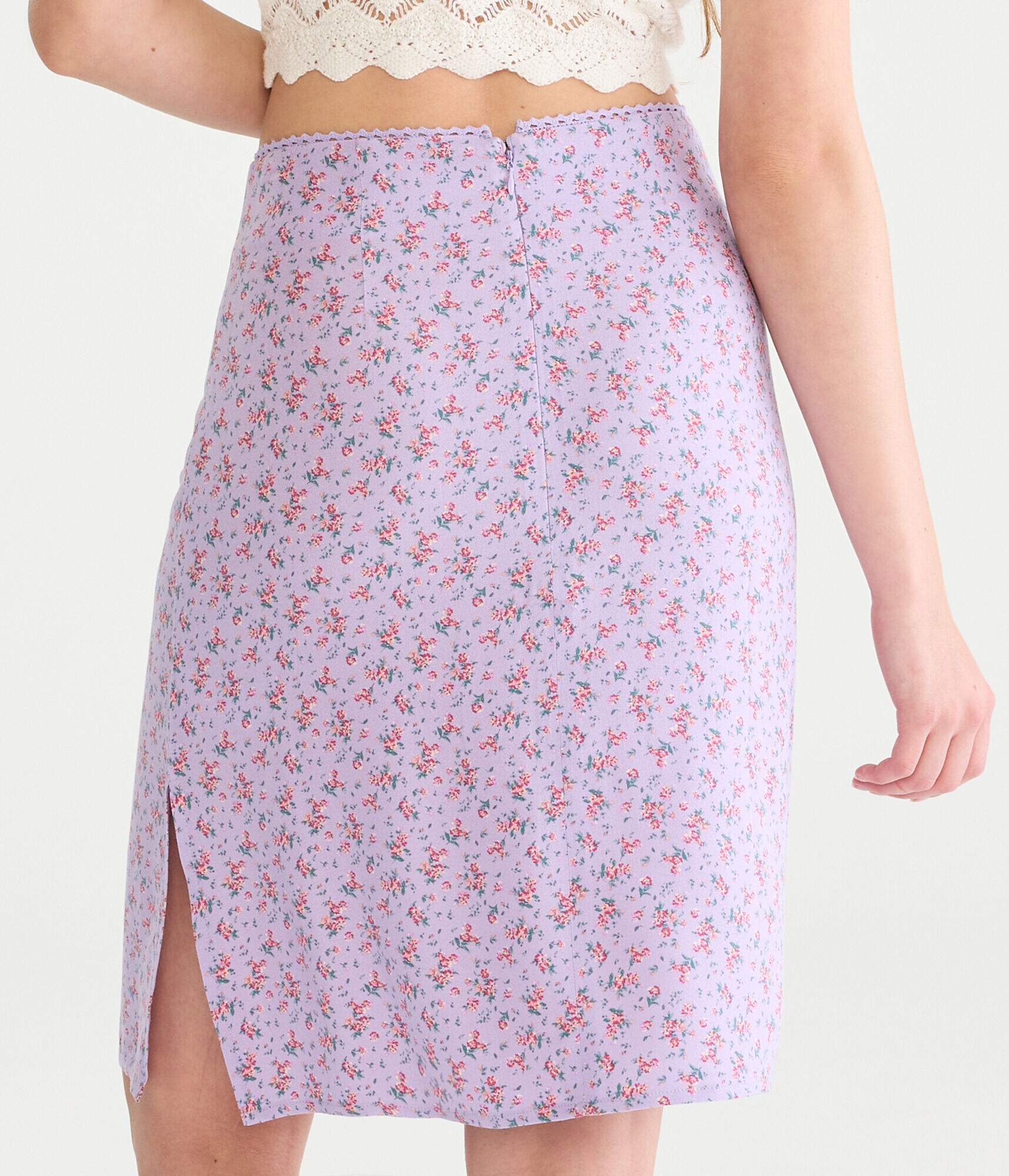 Floral High-Waisted Slip Skirt