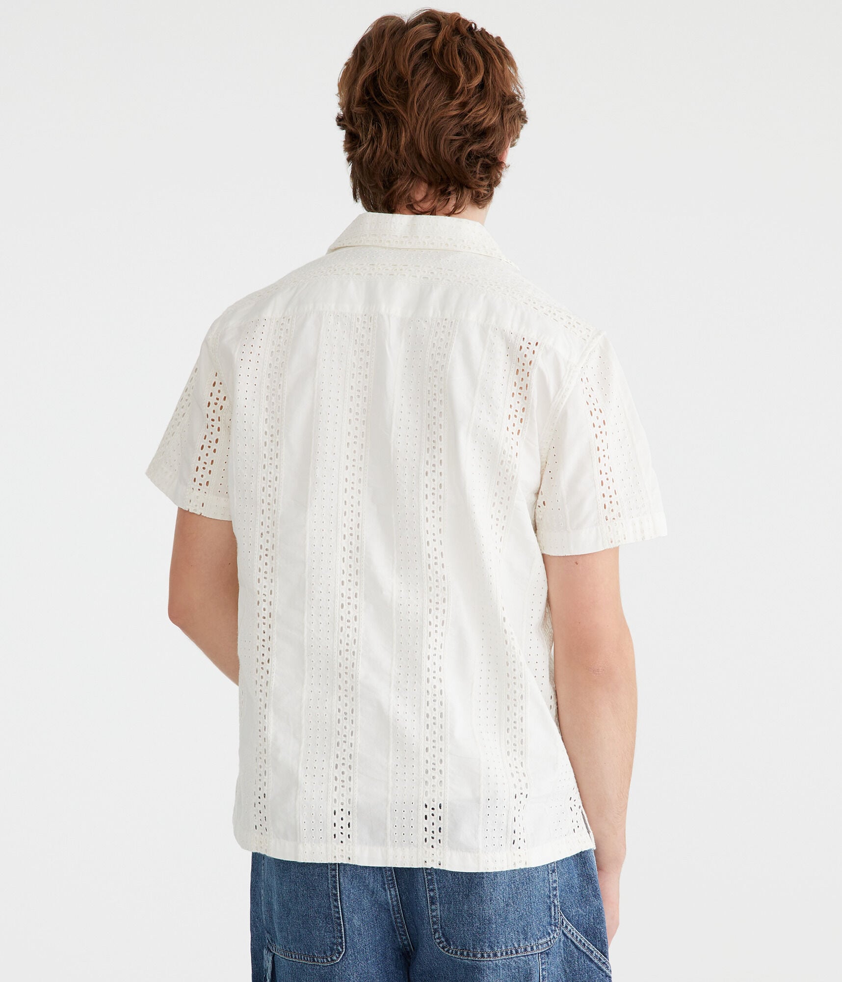 Short Sleeve Textured Eyelet Shirt