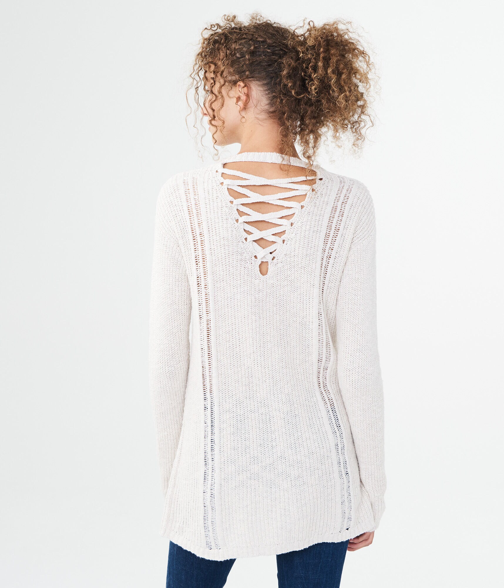 Lace-Up-Back Cardigan