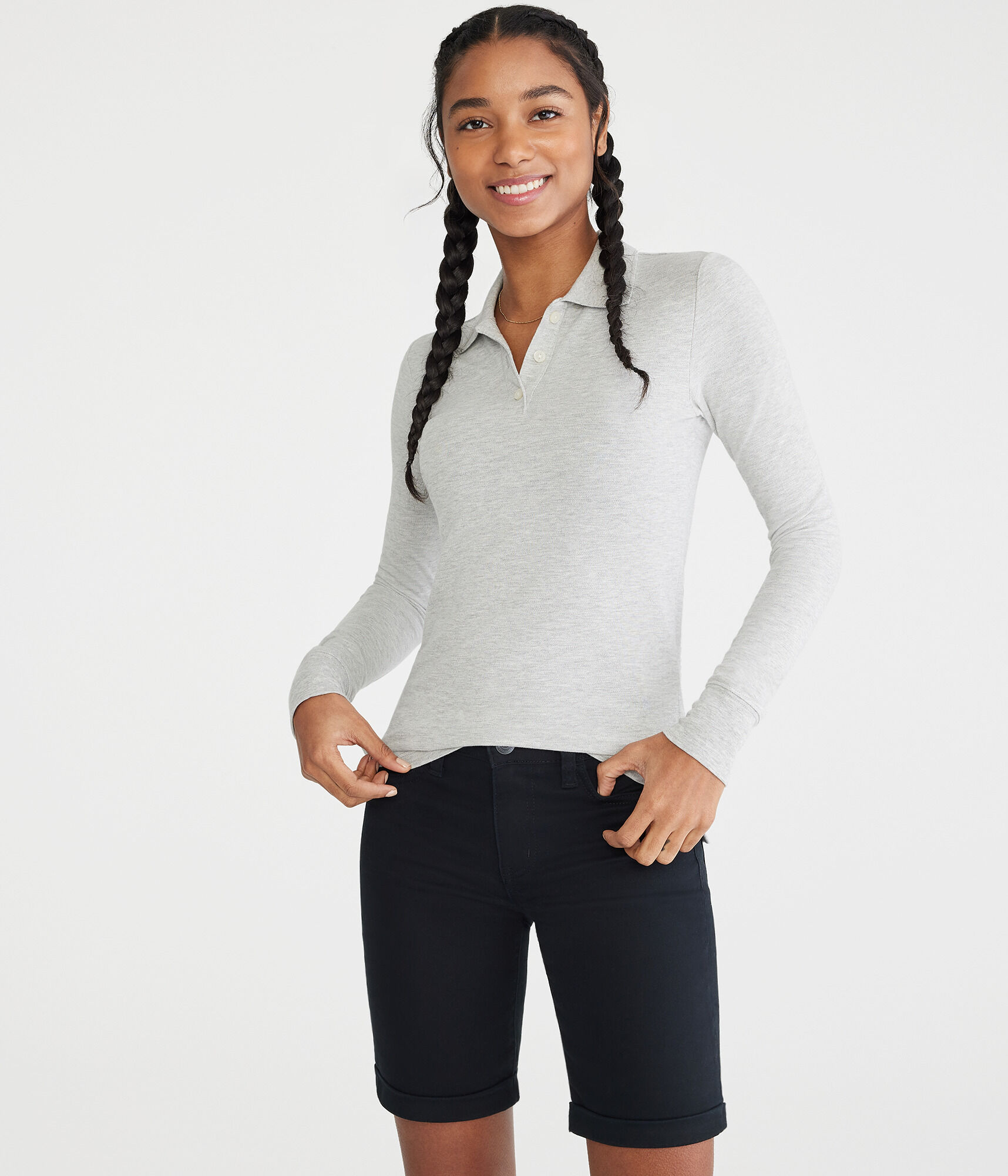 Long Sleeve Uniform Piqu&amp;eacute; Polo