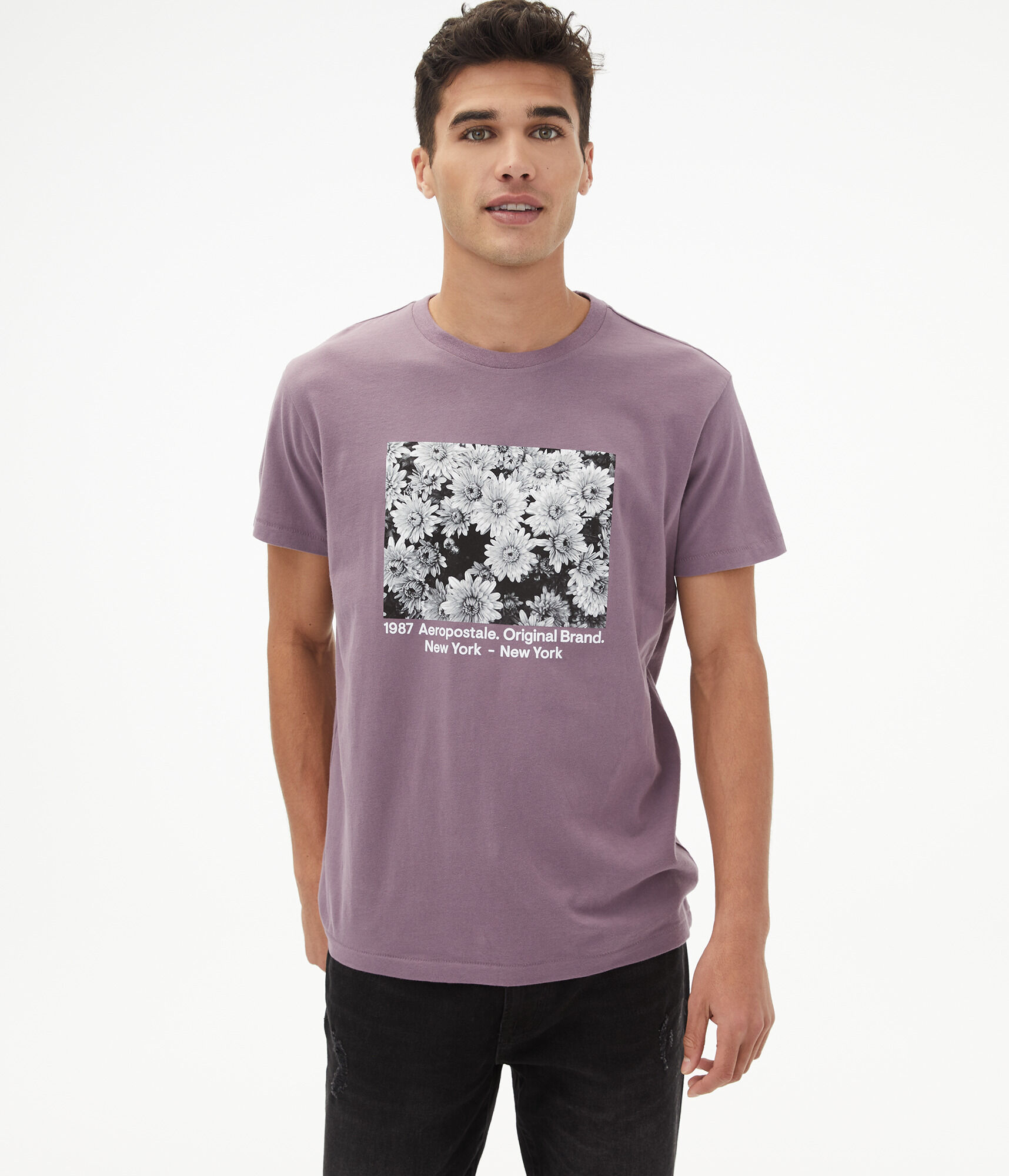 Aeropostale Flower Square Graphic Tee