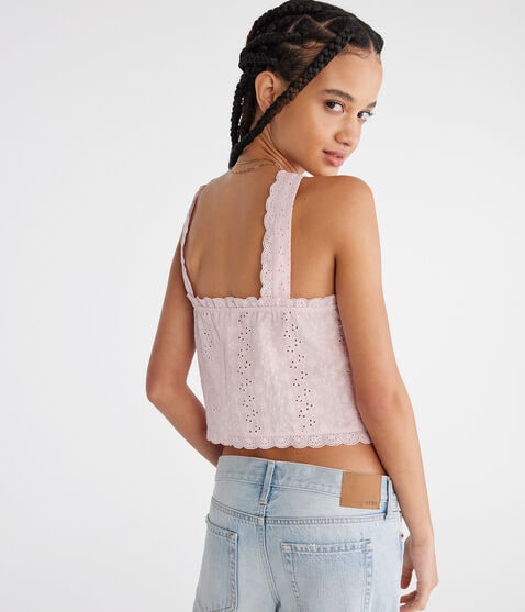 Eyelet Tie-Front Flyaway Tank Eyelet Tie-Front Flyaway Tank
