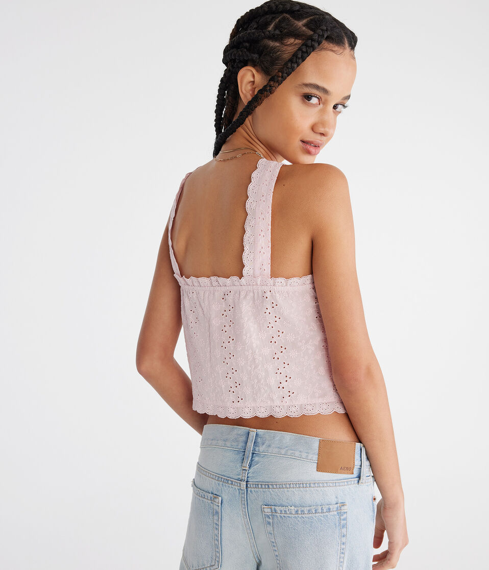 Eyelet Tie-Front Flyaway Tank