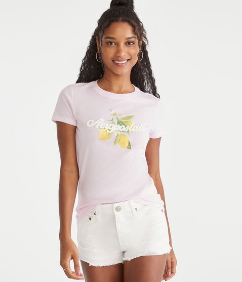 Aeropostale Lemons Appliqué Graphic Tee Aeropostale Lemons Appliqué Graphic Tee