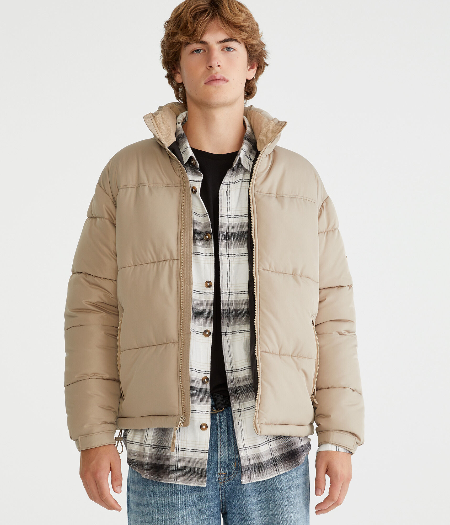 【 】QUILTED POLY TWILL PUFFER JACKET Swiss Tech Men's Quilted Polyfill Puffer Jacket, Water