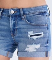 Seriously Stretchy Low-Rise Denim Midi Shorts