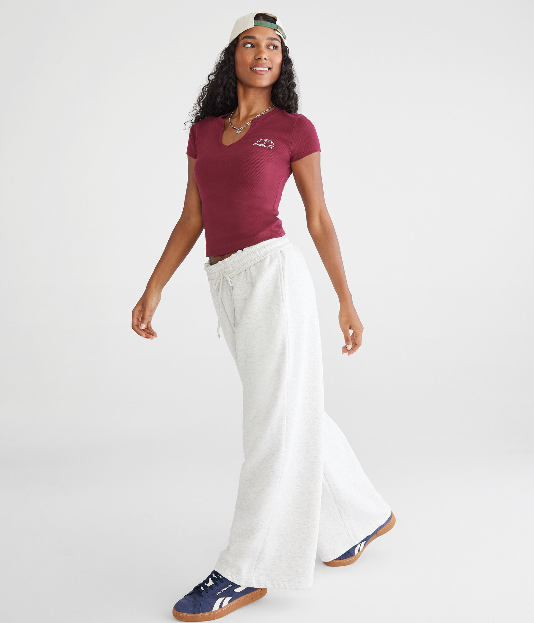 Mid-Rise Wide Leg Sweatpants
