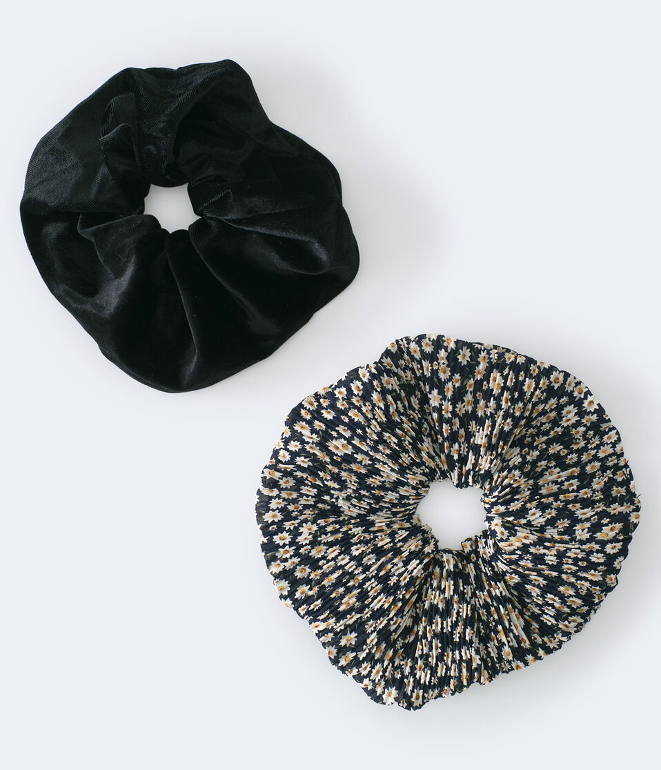Velvet & Floral Oversized Scrunchie 2-Pack