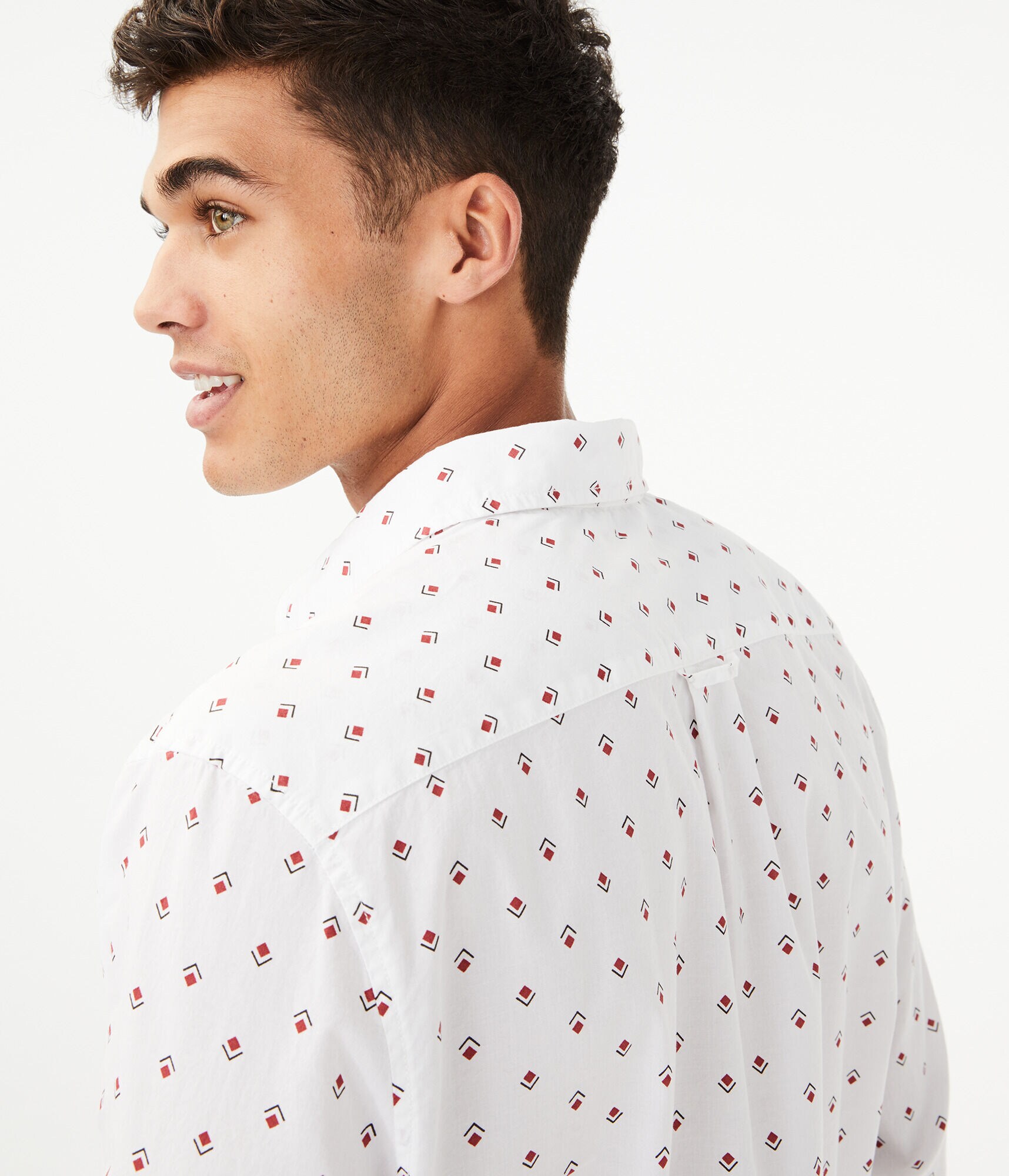 Long Sleeve Geometric Button-Down Shirt