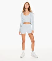 Fuzzy Cropped Full-Zip Hoodie
