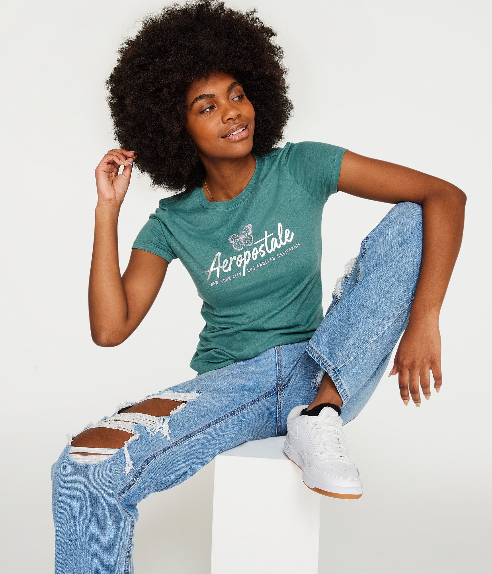 Aeropostale Butterfly Foil Graphic Tee