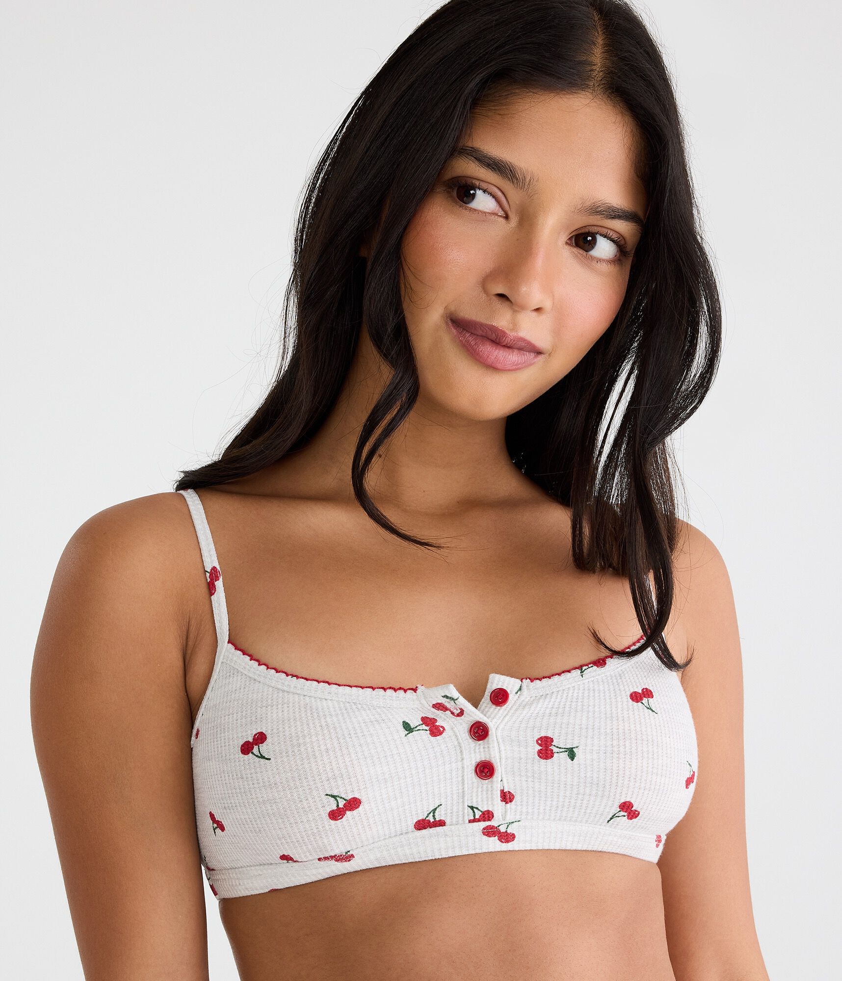Cherry Waffle Henley Bralette