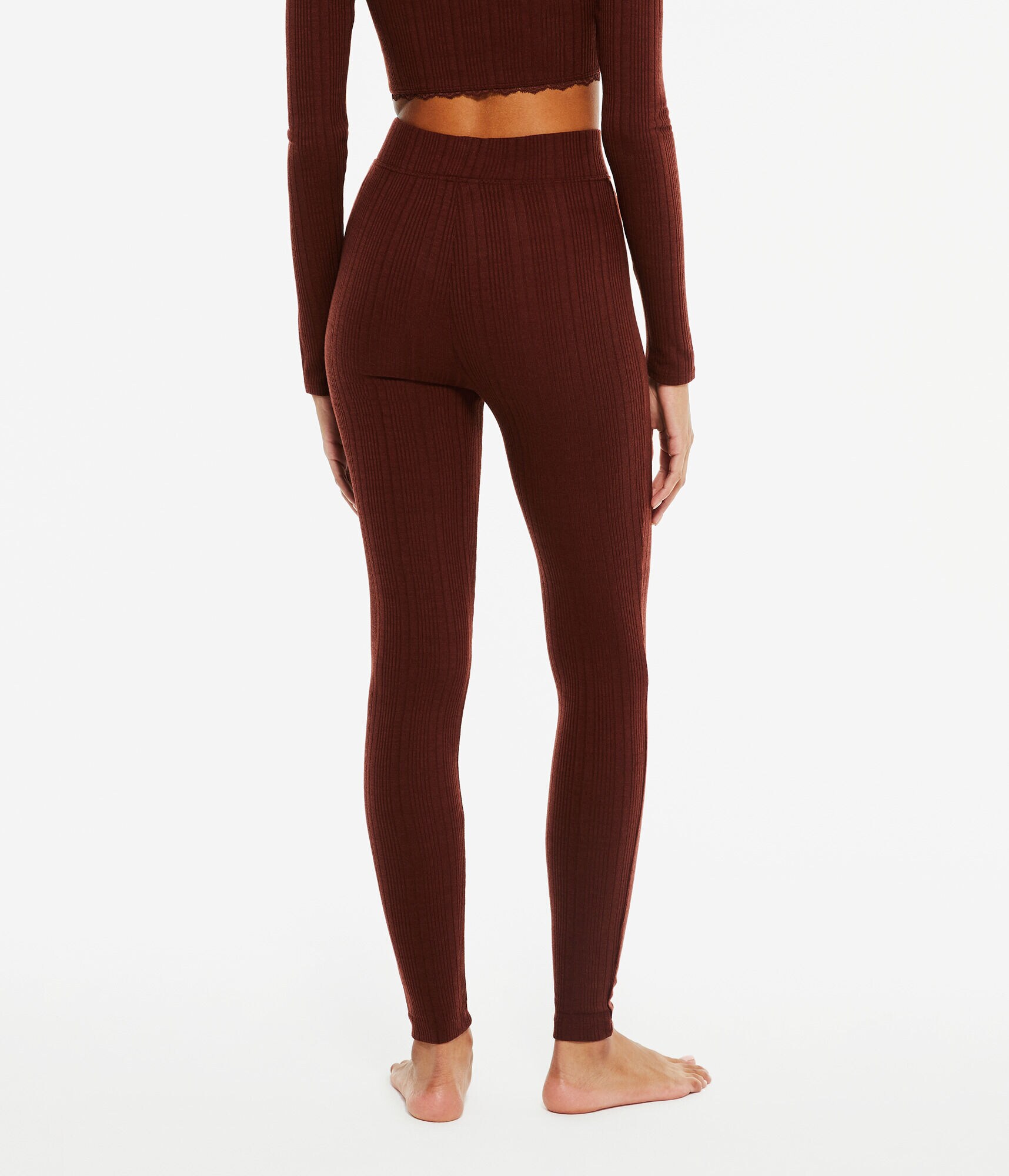 High-Rise Ribbed Sleep Leggings