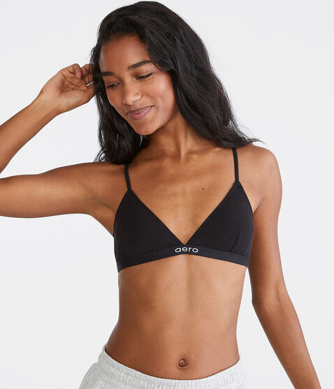 Ribbed Logo Triangle Bra