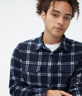 Long Sleeve Plaid Microfleece Button-Down Shirt