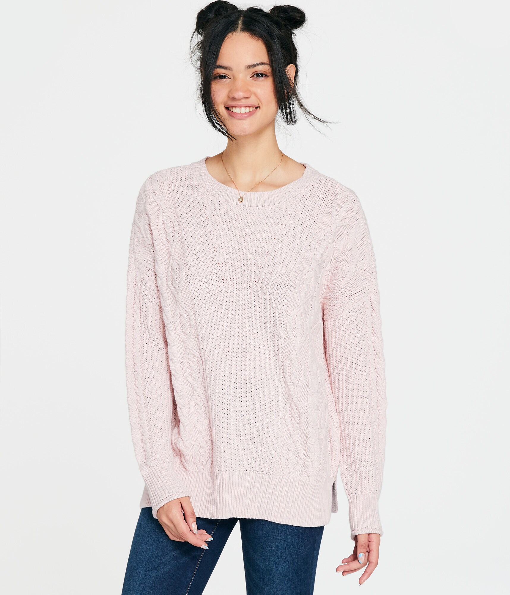 Cable-Knit Tunic Sweater