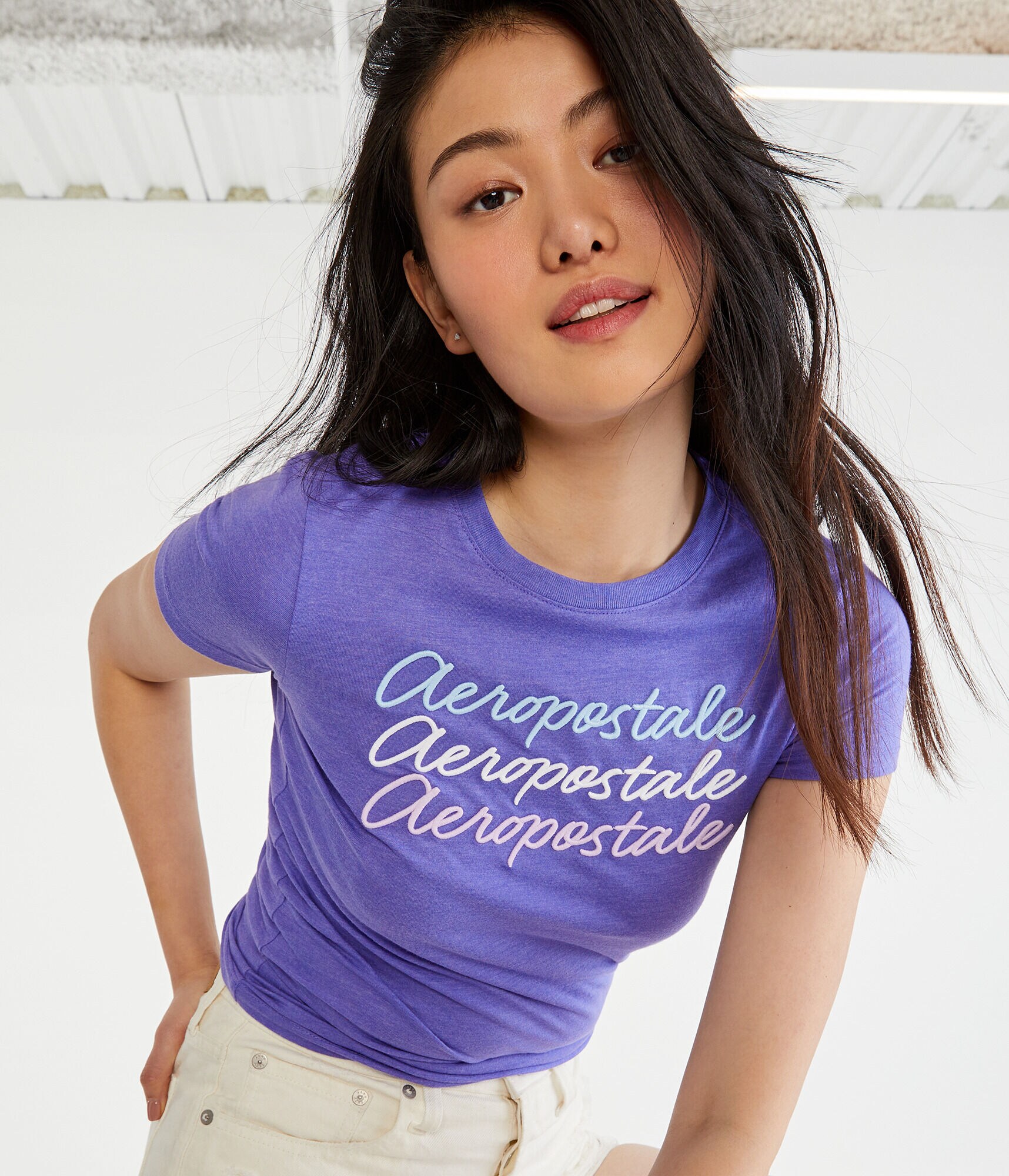 Aeropostale Stacked Script Graphic Tee