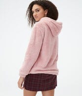 Aeropostale Logo Sherpa Fleece Pullover Hoodie