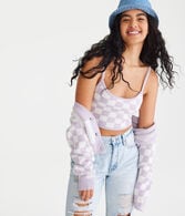 Checkered Cropped Sweater Cami