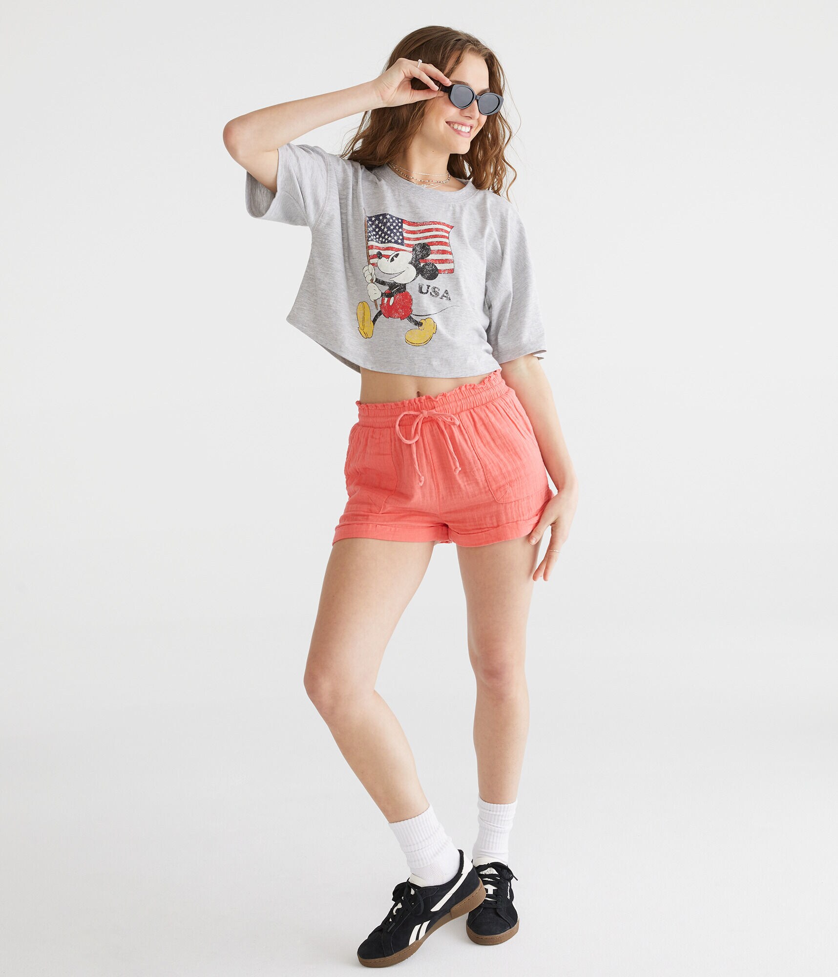 High-Rise Gauze Shorts