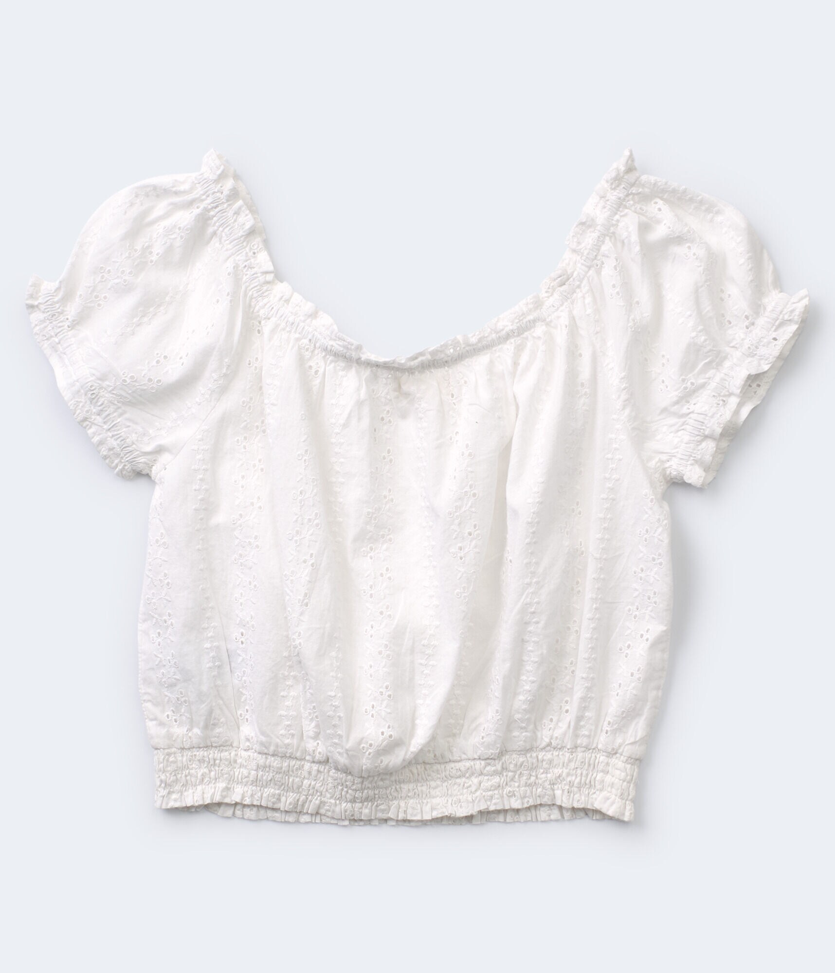 Eyelet Peasant Crop Top