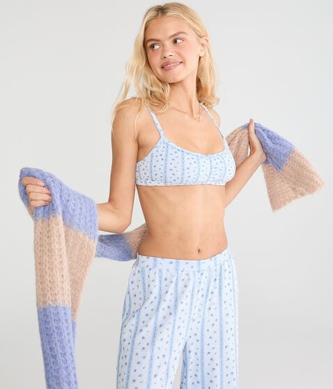 Floral Stripe Pointelle Bralette Floral Stripe Pointelle Bralette