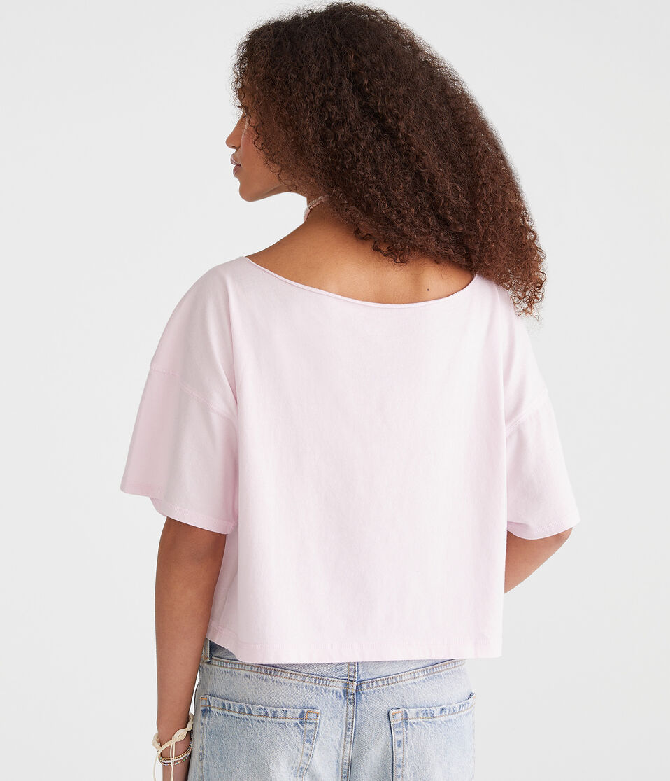 Barcelona Off-The-Shoulder Cropped Boyfriend Graphic Tee