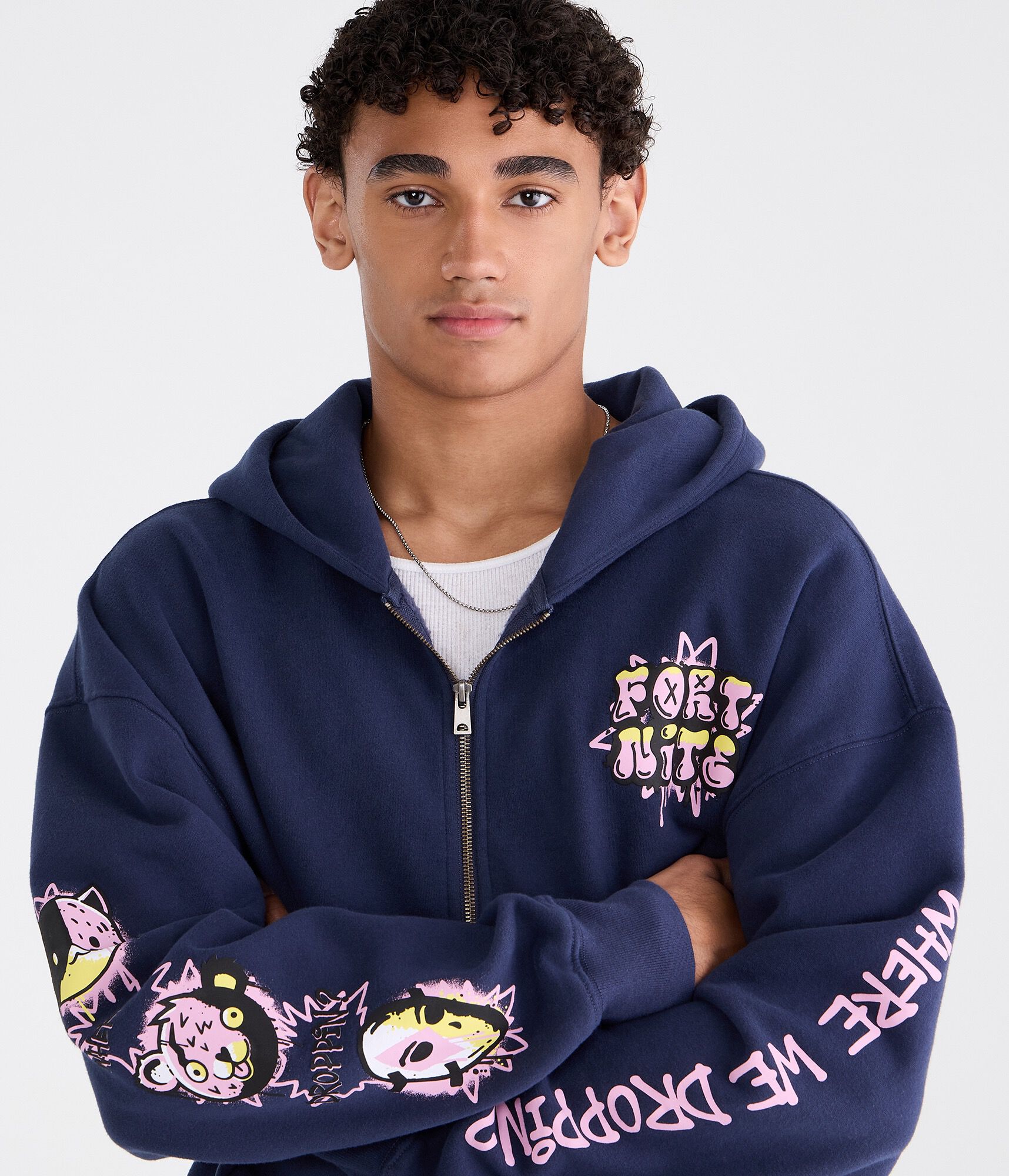 Fortnite Where We Droppin? Boxy Full-Zip Hoodie